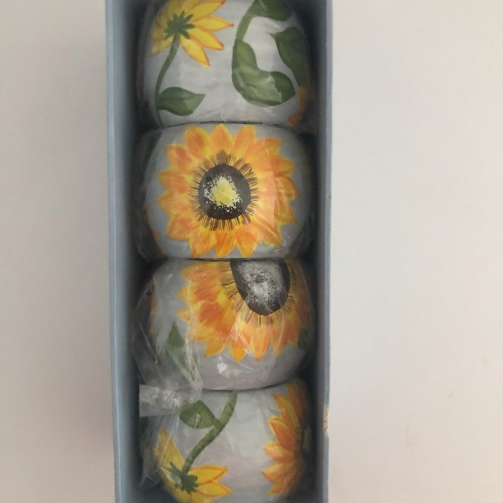 Saparna Sunflower HandPainted Wooden Napkin Holders Set of 4